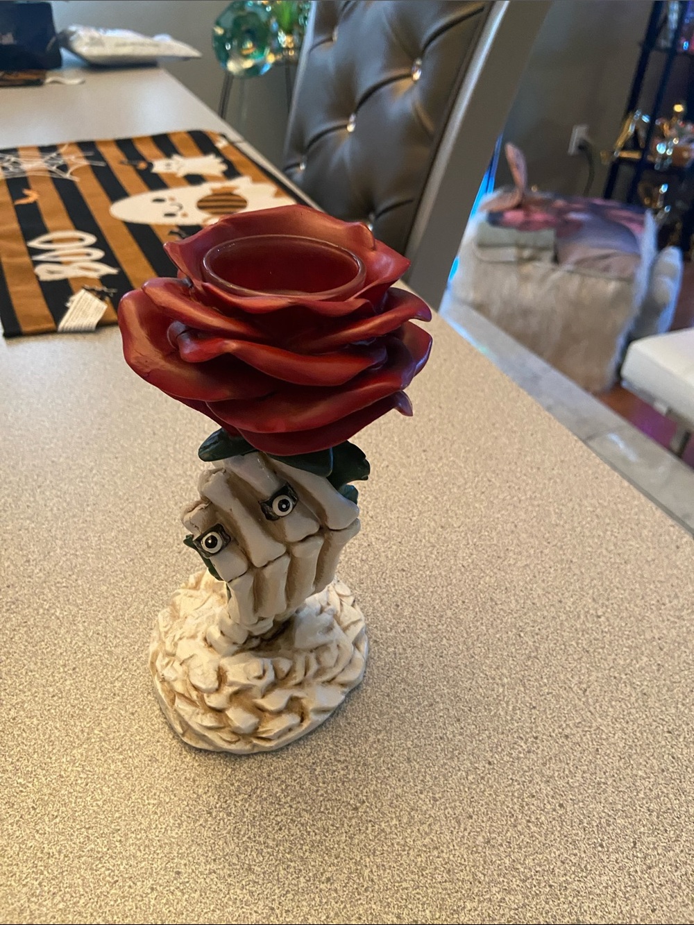 Red Rose Hand Sculpture Candle Holder -